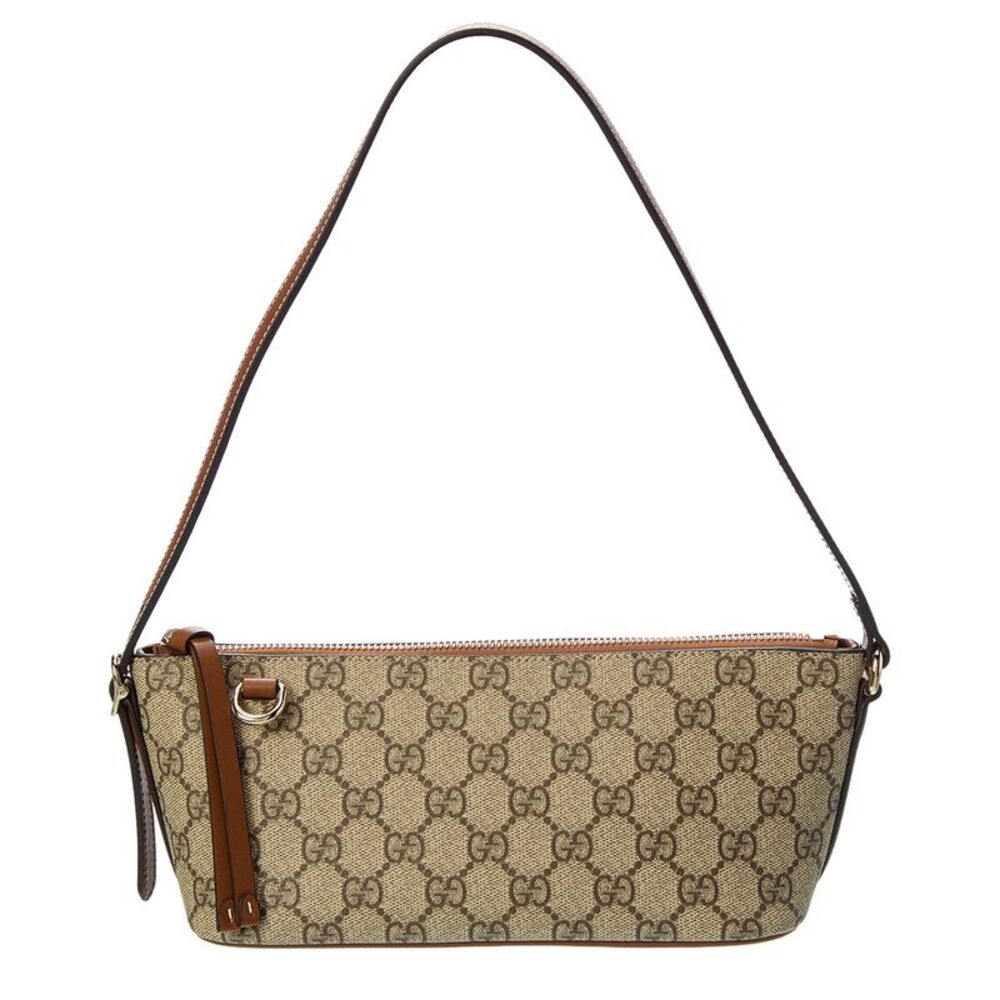 Gucci Gg Emblem Small Gg Supreme Canvas & Leather Shoulder Bag